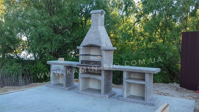 Уличный камин барбекю с бетонным дымоходом «Премьер», купить